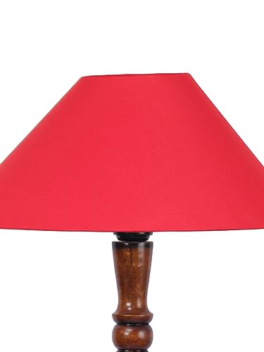 Image of Devansh Red Coolie Cotton Wooden Floor lamp -35