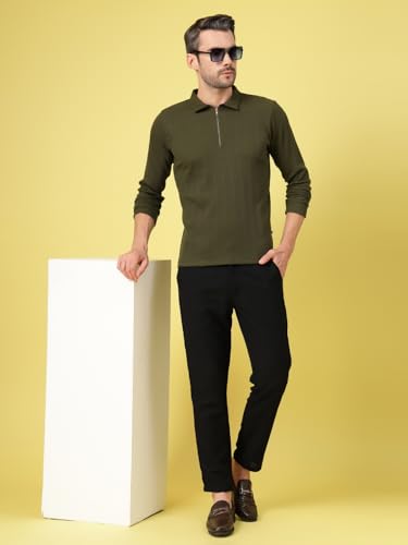 Image of Rigo Printed Casual T-Shirts for Men | Waffle Knit Solid T-Shirt for Men | Full Sleeves T-Shirts for Men
