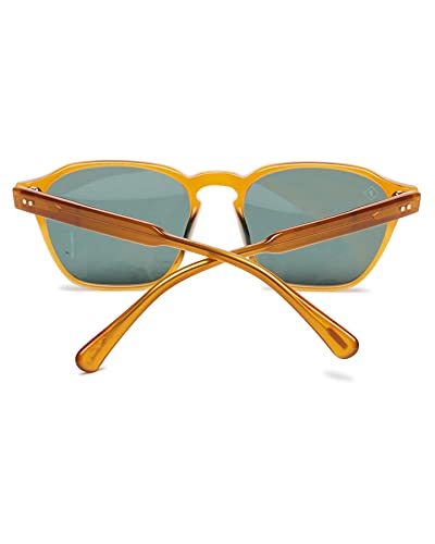 Image of RAEN D Aren D Mens Retro Square Sunglasses UV Protection - Honey /Green Polarized Lens (Size 53 MM)