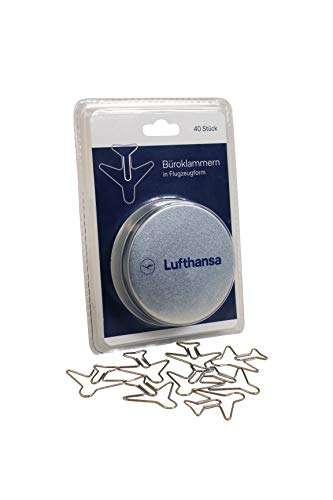 Preisvergleich Produktbild Büroklammern in Flugzeugform"Lufthansa" 40er Dose