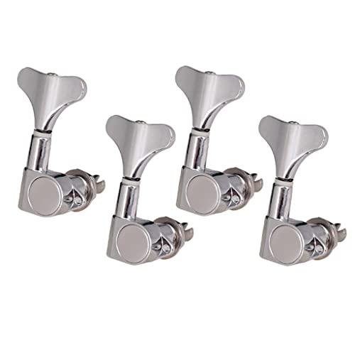 HuadaXtai フィッシュテールボタンロックチューニングペグ 4/5/6 弦エレクトリックベース用, 銀, 4R