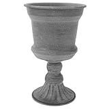Toyvian Macetero Metálico Europeo de Estilo Romano con Patas Altas Soporte Decorativo para Flores Maceta Vintage Gris para Hotel y Hogar