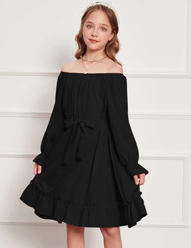 Girls' Long Sleeve Holiday Party Midi Dresses (Ages 5-14)