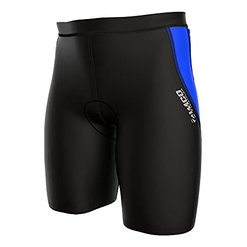 Zimco Performance Triathlon Shorts Mens | Tri Shorts Mens Padded | Tri Race Cycling Shorts (Black/Blue, 2XL) Cover