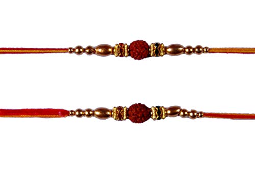 Set of Two Rakhi, Rudraksha Rakhi Rakhi for Brother, Raksha Bandha Gift for your brother with green Ring