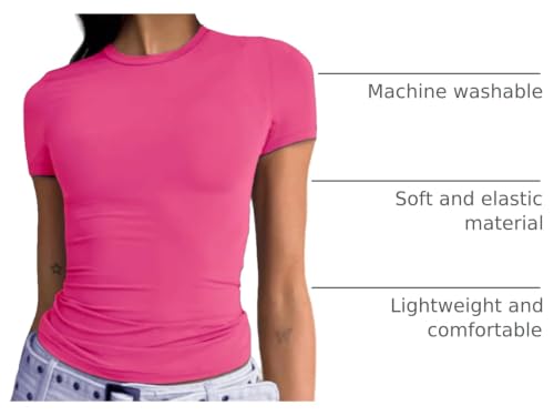 Image of Abardsion Women's Casual Basic Slim Fit T Shirts | Summer Clothes 2026 Going Out Crop Tops Short Sleeve Crew Neck Ladies Tees