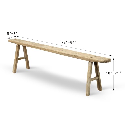 Image of Artissance Vintage Reclaimed Wooden Noodle Bench, 6-7 ft Long, Handcrafted Rustic Solid Wood Bench, Perfect for Both Indoor and Outdoor, Bedroom, Patio, Entryways