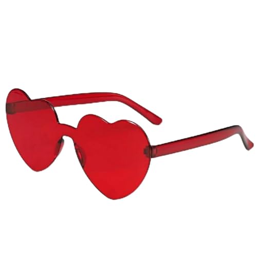 qinqilanqi-S Retro Randlose Herzbrillen Großer Rot