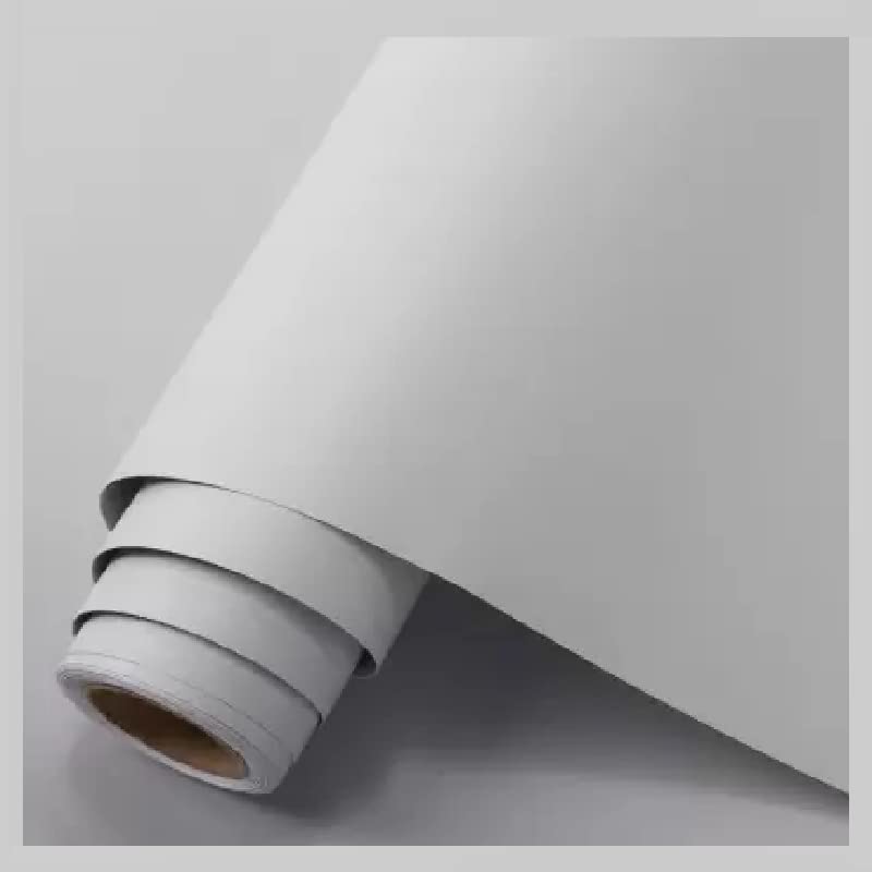 Image of WALLMATE Grey Wallpaper Matte Solid Gray Contact Paper Texture Self-Adhesive Peel and Stick Thick Removable Wallpaper for Bedroom Cabinets Livingroom (24 x 120 inch, Light Grey Matte)