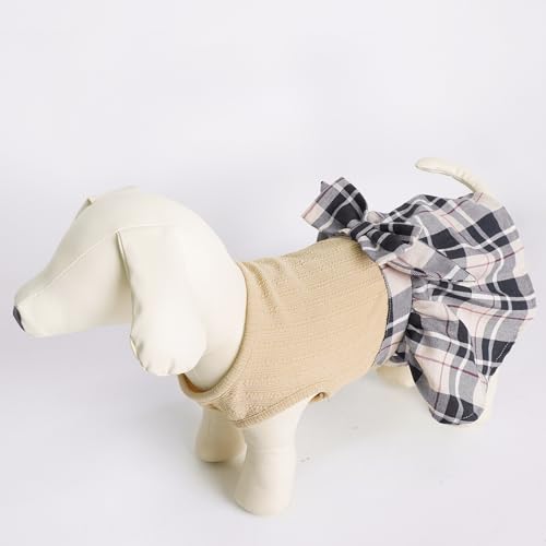 Pupteck 23DDS01-CRM-M Classic Plaid Dog Dress Pet Apparel thumb #5