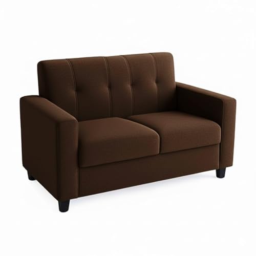 Image of FURNY Homeoy 5 Seater Fabric 3+2 Sofa Set (Dark Brown) Premium Velvet Finish | Durable Comfort | Ideal for Living Room
