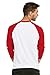 Men's Full Length Sleeve Raglan Cotton Baseball Tee Shirt (L, Red/White)