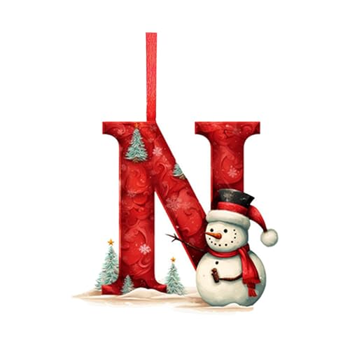 26 Letter Christmas Ornaments, Personalised Tree Decorations DIY Hanging Letter Ornaments (N)