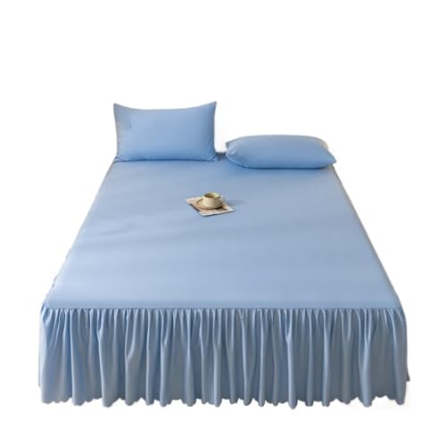 Faldones De Cama Cubrecamas de Color sólido, Falda Cama cepillada, Ropa Transpirable, Fundas tamaño Individual, Queen, King y (sin Funda Almohada) Dormitorio(Tianlan,SKing 200x220cm 1pc)