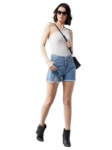 Image of Dolce Crudo Above Knee Denim Shorts for Women