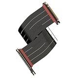 LINKUP Kabel PCIe 5.0 Riser | do pionowego montażu GPU | kąt prosty | karta graficzna GPU Ready | do użytku z PCIe 4.0 i RX 9070/RTX5090 | 60 cm (długość całkowita: 64 cm)