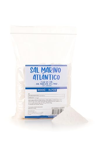 Flor de sal del Atlántico – 900 g – Sal marina natural de Portugal – Sal mineral recolectada a mano para cocinar y condimentar