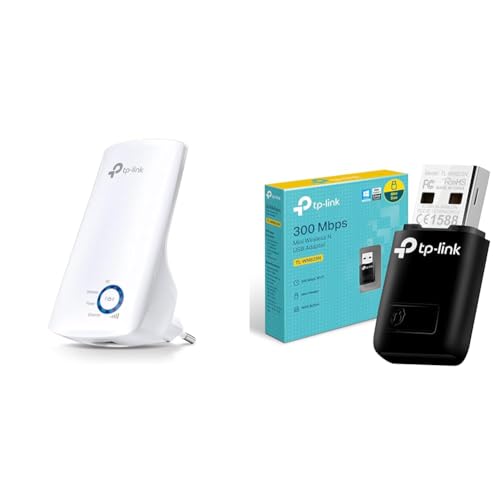 TP-Link N300 Tl-WA850RE - Repetidor Extensor de Red WiFi & TL-WN823N Adaptador USB Tarjeta de Red, Inalámbrico 300Mbps, 2.4Ghz, Puerto USB 2.0, WPS