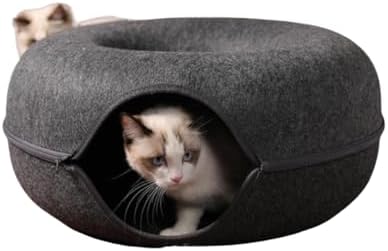 Cama Casinha Túnel De Feltro Toca Rosquinha Para Gatos Cães