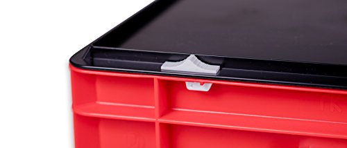 1a-TopStore Stabile Profi Aufbewahrungsbox Stapelbox Eurobox Stapelkiste mit Deckel, Kunststoffkiste lieferbar in 5 Farben und 21 Größen für Industrie, Gewerbe, Haushalt (rot, 40x30x15 cm)