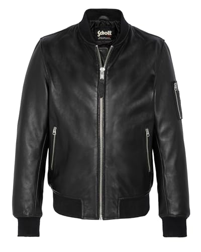 Schott NYC Lcbombers Bomber de Cuero, Negro, M para Hombre