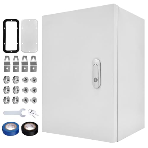 Outdoor Electrical Box 20 x 16x 8''D NEMA 4X Enclosure Steel Box, Waterproof & Dustproof Outdoor/Indoor Lockable Electrical Junction Box, with Mounting Plate