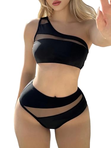 Maillot de bain 2 pièces asymétrique noir pour sculpter la silhouette