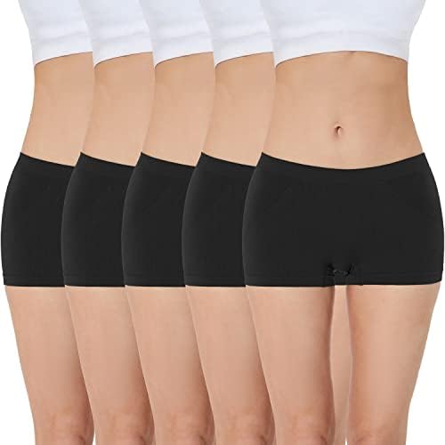 Sudally Boy Shorts Underwear for Women, Seamless Nylon Stretch No Show Boyshort Panties Boxer Briefs Packs