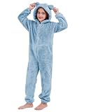 COZYPOIN Girls Fleece Zip Up Jumpsuits Kids Hooded Rompers Fuzzy Onesie Warm...