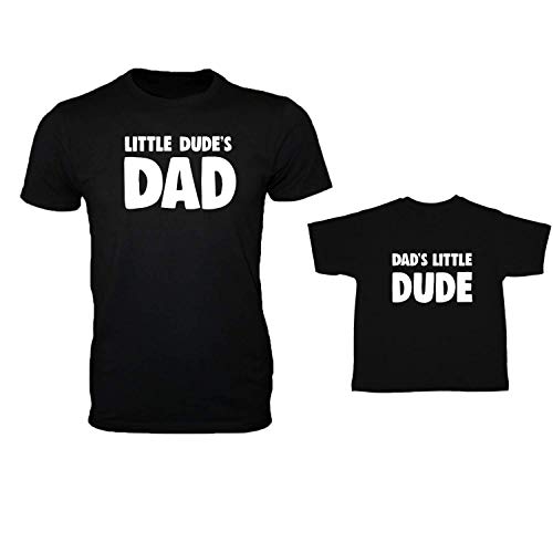 Image of TheYaYaCafe Fathers Day Little Dude Dad Son Family T-Shirt Combo for Dad and Son