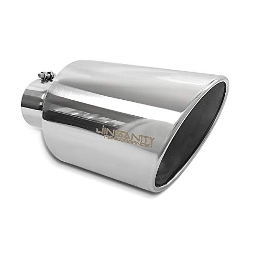 Exhaust Tip, JINSANITY Diesel Exhaust Tip 4 Inlet, 8 Outlet 15 Length Tailpipe Tip, Bolt-On, Universal Fitment on Most Cars, Sedans, and Trucks - Polished Stainless Steel