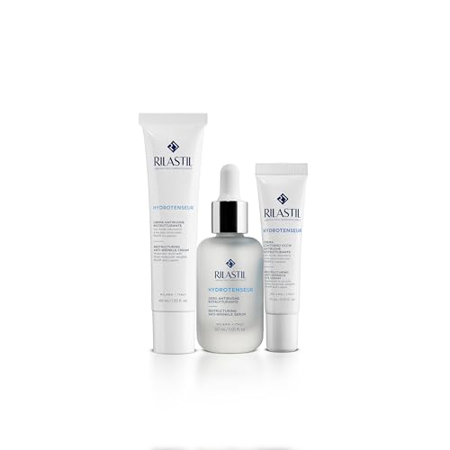 Rilastil, routine anti-age con Hydrotenseur Contorno Occhi, Hydrotenseur Crema Antirughe Ristrutturante, Hydrotenseur Siero Antirughe Ristrutturante