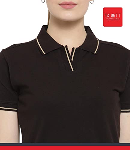 Image of Scott International Women's Regular Fit 100% Pure Organic Cotton Polo T-Shirt | Womens Polo Collar Neck T-Shirt | Cotton Plain Polo Neck Half Sleeve T-Shirt | Tshirts for Women