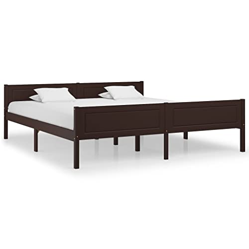 Somier Clásico Camas Individuales Fácil de Montar Estructura de Cama Madera Maciza Pino marrón Oscuro 180x200 cmAdecuado para casa de Campo, Dormitorio, Oficina