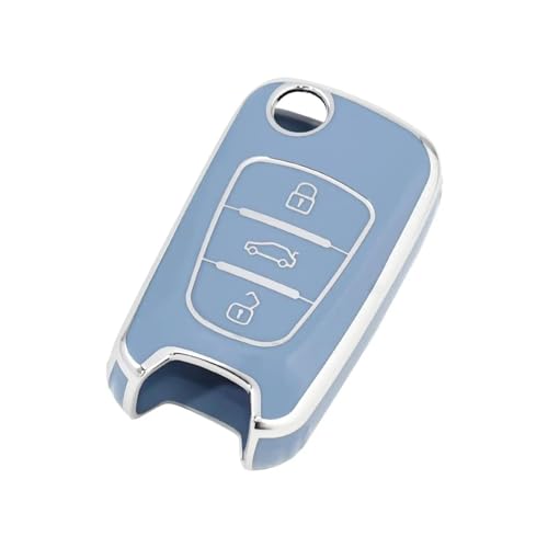 Protection clé Hyundai brisée coque pliable TPU bleu anti-rayures I30