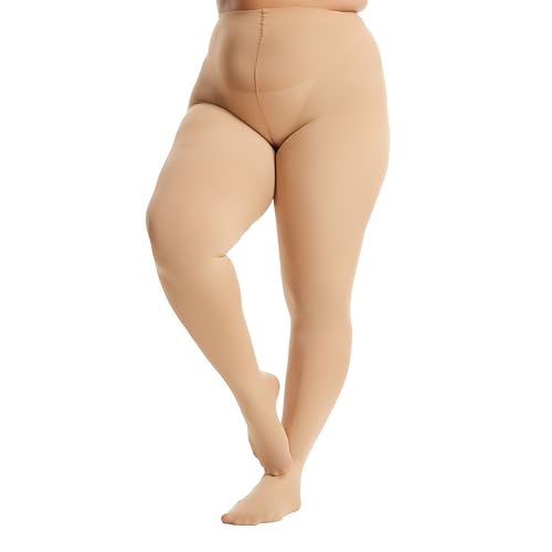 Image of Frola Plus Size Tights for Women Semi Opaque Control Top High Waist Stockings 60 Denier Women's Pantyhose 2X 3X 4X 5X