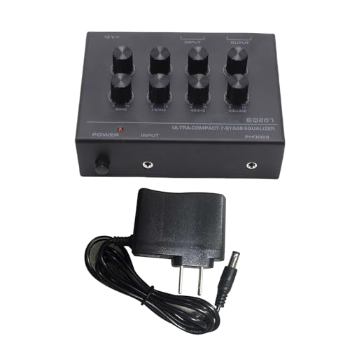 Ecualizador de sonido de 7 bandas | Ecualizador EQ ajustable ±12 dB con amplificador NE5532, entrada de 3,5 mm y salida para auriculares para sintonización de audio personalizada (enchufe estadounidense) miniatura 7