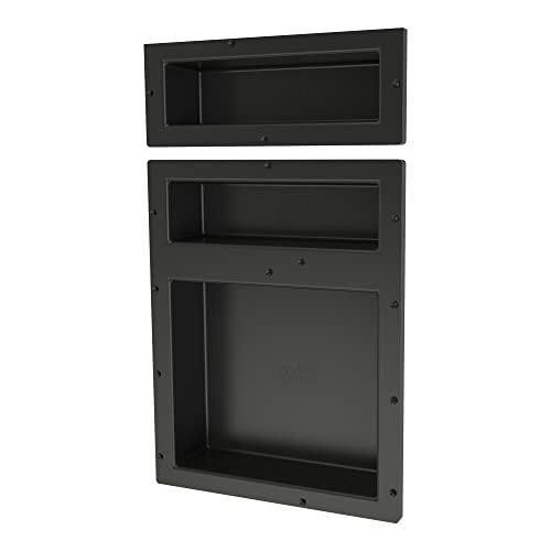 Redi Niche Triple Niche Recessed Shower Shelf- Black, Three Inner Shelves, 16-Inch Width x 26-Inch Height x 4-Inch Depth
