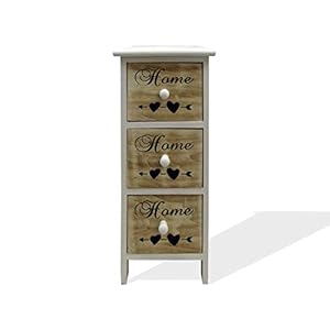 Rebecca Mobili,Table De Chevet Petite, Commode 3 Tiroirs, Bois Brun Blanc, Assemblé, Scandinave, Salon Chambre – Dimensions: 59 x 26 x 30 (HxLxP) – Art. RE6492