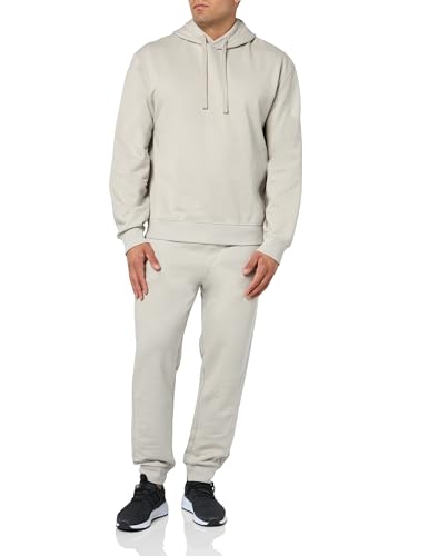 Image of HUGO mens Center Logo Cotton Track Suit, Coconut Grey, S