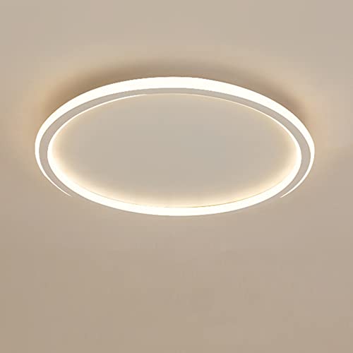 Round LED Ceiling Light, Nordic Modern Ultra-Thin Circle Ceiling Lamp Surface Mount Metal Light Fixture For Living Room, Bedroom Lamp,White+Natural White-40cm 48W