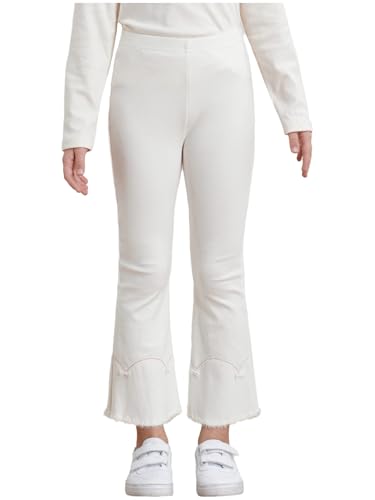 ACSUSS Girls Kids Flared Yoga Pants Toddlers Cotton Elastic Waist Leggings Sports Ribbed Ruffle Bell Bottoms