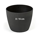 MELTOM Übertopf Blumentopf Kräutertopf 3D Rillen Dekorativ (Schwarz, S-16 cm)
