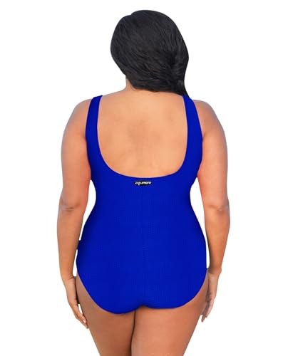 Women's Chlorine Resistant Solid Textured High Neck Plus Size Swimsuit2