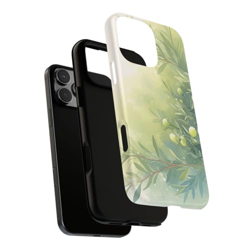 Coque iPhone 16 Pro Max rigide mate avec illustration aquarelle botanique verte - 3
