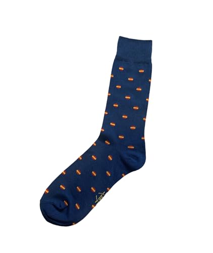 Calcetines con Bandera de España   Fabricado en España (Talla 38 40, Azul   Bandera España)