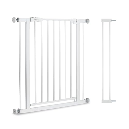 hauck Open N Stop 2, Weiß – Schutzgitter Treppe und Tür 84–89 cm – Kindersicheres Absperrgitter ohne Bohren – Manuelle 1 Hand Öffnung – nur für Innen