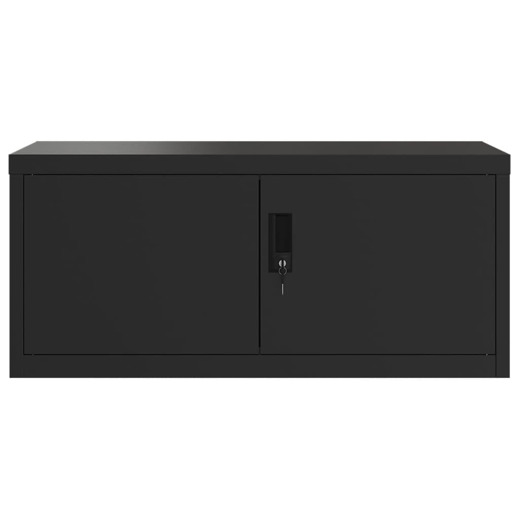 Armadio Classificatore per Ufficio in Acciaio Nero con 4 Ripiani Regolabili e Serratura 90x40x240 cm per Documenti e Oggetti Salvaspazio