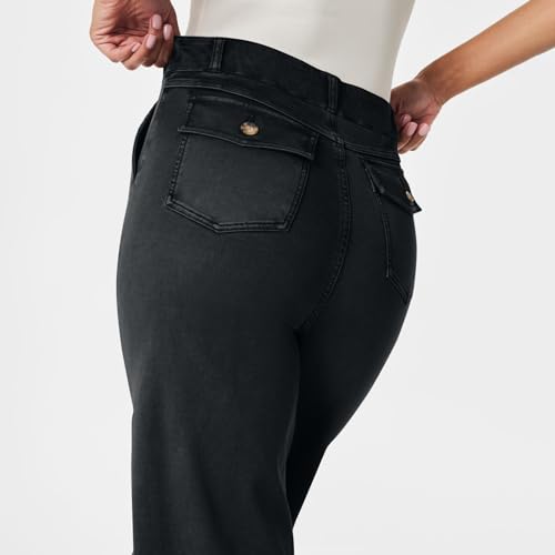 Wide Leg Cropped Jeans for Women Casual Stretch Twill High Waisted Jeans Straight Ankle Denim Pants with Pockets 20243