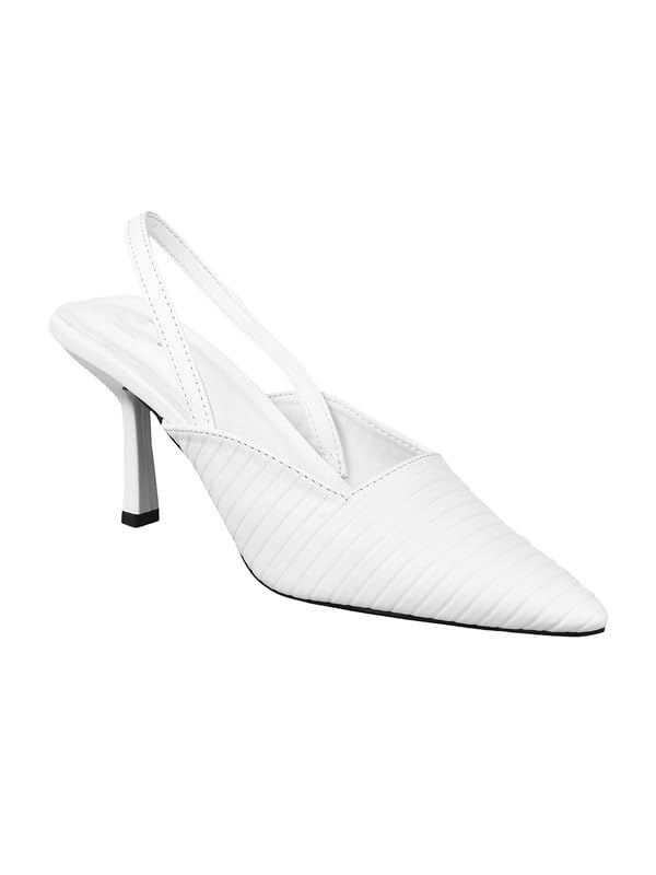 Image of The White Pole Women's Bellies Fashion Pointed Stiletto Heel Pump Shoes Mules for Office,Party and Formal Occasion